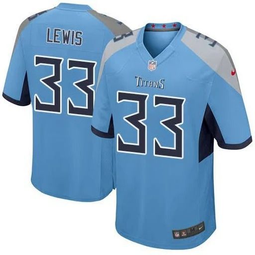 Men Tennessee Titans 33 Dion Lewis Nike Light Blue Game NFL Jersey